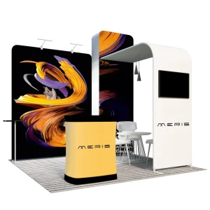 Toolless Assembly Trade Show Display Background Station with Tension Fabric Modular Booth