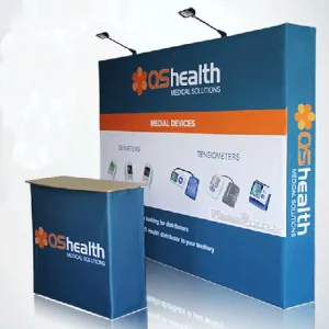 Trade Exhibition Pop-Up Backdrop Pennant Style Stretch Tension Fabric Display Stand and Rack