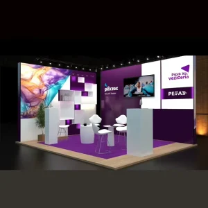 Trade Show Exhibit Display System Printed Aluminum Profiles Fabric Illuminated Exhibition Booth Banner Display