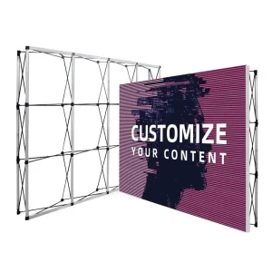 Trade Show Pop-up Backdrop Display Stand with Foldable Tension Fabric Banner