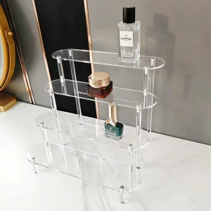 Transparent Acrylic 5-Tier Oval Vertical Jewelry and Cosmetics Display Stand