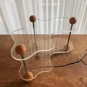 Transparent Acrylic Curved Desktop Storage Rack Elegant Display Rack for Home Organization
