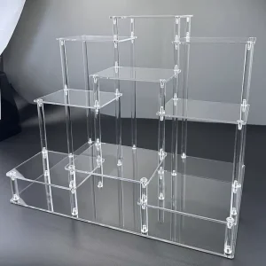 Transparent Acrylic Ladder Display Rack and Storage Organizer for Figurines and Model Toys