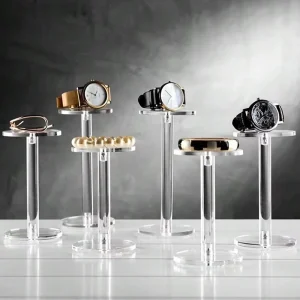 Transparent Acrylic Round Riser Display Stand for Jewelry, Watches, Cupcakes, and Perfume