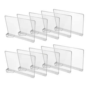 Transparent Acrylic Shelf Brochure Holder Hangers 10-Piece Wood and Plastic Cabinet Dividers for Closets Cabinets and Supermarkets