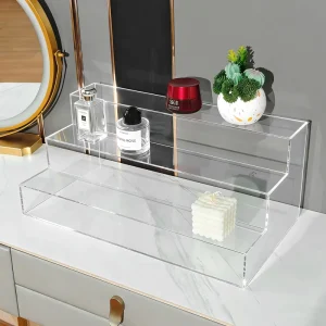 Transparent Acrylic Tiered Display Stand and Cosmetics Storage Rack for Figurines and Toys