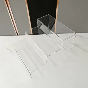 Transparent Acrylic Tiered Shelving Unit Toy Display Rack
