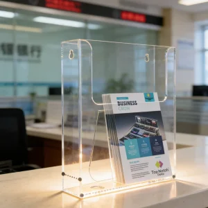 Transparent Acrylic Wall Storage Rack for Office Reception Desk and Store File Display