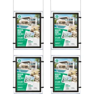 Transparent Digital LED Poster Edge-Lit Acrylic Window Sign Hanging Ultra-Slim Dustproof