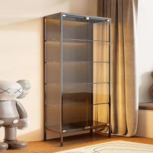 Transparent Glass Floor-Standing Display Cabinet with Light for Figurines and Toy Models