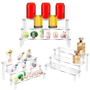 Transparent Ladder Acrylic Display Rack for Perfume, Makeup, Sunglasses, and Desserts