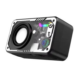 Transparent Mini Wireless Bluetooth Speaker with RGB LED, Wireless Charging, Steel Design, Subwoofer and WiFi