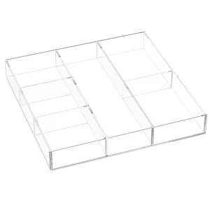 Transparent Multi-Grid Acrylic Desktop or Freestanding Display Rack for Office Supplies