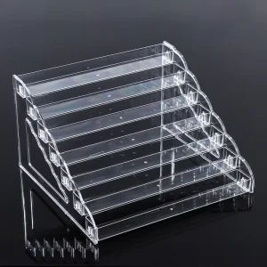Transparent Multi-Tier Sloped Acrylic Counter Display Stand for Tobacco Packaging