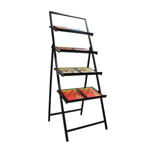 Trapezoidal Display Rack Metal Book Rack Folding Magazine Stand Public Brochure Stand Foldable Brochure Stand