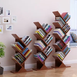 Tree-Shaped Bamboo Display Stand and Mini Bookshelf
