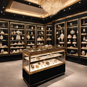 Trendy Custom Lockable Wooden Glass Display Cabinet Stainless Steel LED