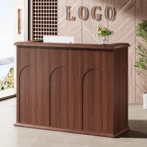 Tribesigns 55 Inches Panel Reception Desks Reception Counter reception reception Desk Office Walnut