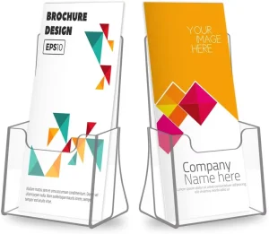 Trifold 4-Inch Acrylic Brochure Holder with Countertop Literature Display Rack for Magazines, Menus, and Booklets