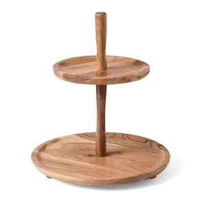 Two layer Wooden Shelves Rustic Wooden Display Stand Suitable for Parties Weddings and Kitchen Decoration