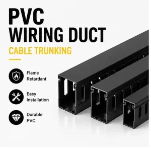 UL94 V0 Flame Retardant Black PVC Slotted Wiring Duct Custom Fireproof Cable Raceway