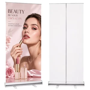 Ultra-Slim Retractable Roll-Up Banner Stand for Office Press Conferences