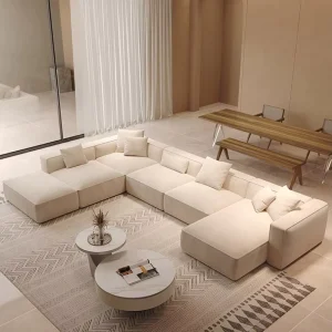 Velvet Fabric Sectional Sofa, Double-Sided, 1/2/3-Seater, Customized Foam, Living Room
