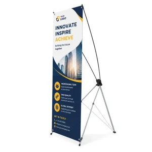 Vertical Curved X Banner Stand for Trade Shows, Grand Openings, Outdoor and Street Marketing Events
