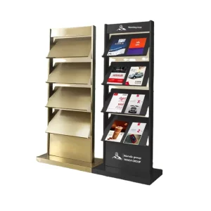 Vertical Multi-Layer Stainless Steel Floor-Standing Document Rack for Brochures, Flyers, and Newspapers