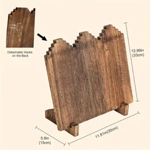 Vertical Wooden Jewelry Display Stand for Necklaces