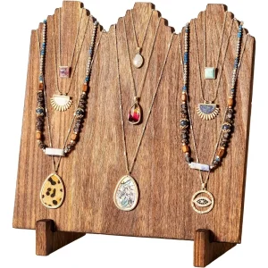 Vertical Wooden Jewelry Display Stand for Necklaces