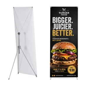 Vertical X Frame Adjustable Lightweight Portable Removable Banner Stand Easy Assembly for Trade Show Outdoor Street Marketing