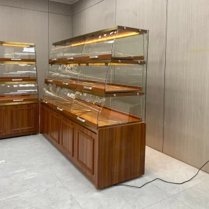 Vintage Bakery Display Cabinet Wood and Glass for Baked Goods