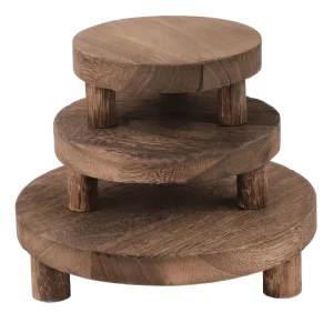 Vintage Handmade Wooden Display Stand 3pcs Solid Wood Base Riser Pedestal Home Decor Custom LOGO