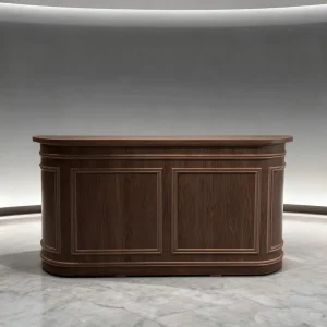 Vintage Solid Wood Curved Bar Counter and Reception Desk for Hotel Lobby