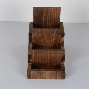 Vintage Wooden 3-Tier Greeting Card, Postcard and Brochure Display Stand for Countertops