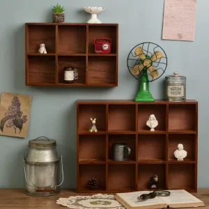 Vintage Wooden Step Ladder Display Stand for Books and Decorations in a Home Office