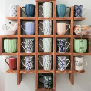 Vintage Wooden Wall-Mounted Shelf for Mugs and Toilet Paper Storage
