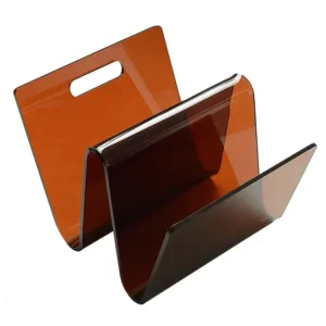 W-Shape Transparent Acrylic Magazine Newspaper Brochure Rack Curved Design Storage Rack