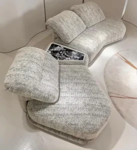 Wabi Sabi Customized Indoor Soft Italian Fabric Cover Leisure Sofa for Living Room Public Area Leisure Curve Corner Module Sofa