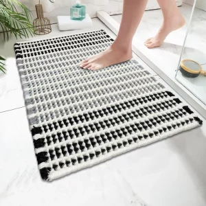 Waffle Door Mat Bath Rug Water-Absorbent Bathroom Floor Mat with Anti-Slip Waffle Knit Design