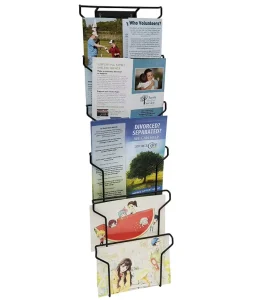 Wall-Mount 4-Tier Metal Wire Brochure and Greeting Card Holder