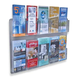 Wall-Mount Clear Acrylic 10-Pocket Brochure Leaflet Pamphlet Display Rack