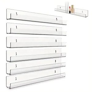 Wall Mount Clear Acrylic Album Record Holders Bookshelves Office School Home Nail Polish Perfume Magazines Collectibles Shelves