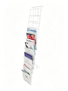 Wall-Mounted 14-Slot Wire Magazine Rack Storage Shelf Commercial Office Flyer Metal Bookshelf