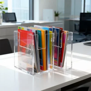 Wall-Mounted Acrylic Leaflet and Brochure Holder for Office or Home