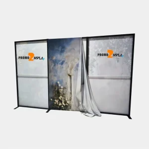 Wall-Mounted Foldable Straight Banner Display System with Silicone Edge and Custom Tension Fabric Backdrop