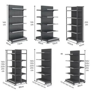 Wall-Mounted Metal Gondola Shelving Unit for Supermarkets and Grocery Stores