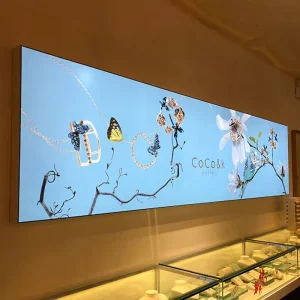 Wall Mounted SEG LED Illuminated Light Box Sign, Polyester Fabric, Silicon Lightbox, Custom Size for Indoor Store