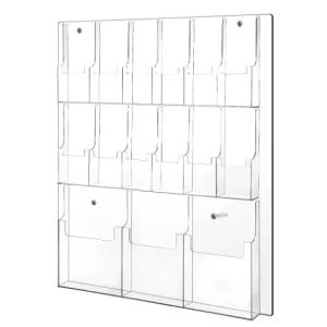 Wall Mounted Transparent Acrylic Magazine Brochure Display Storage Rack